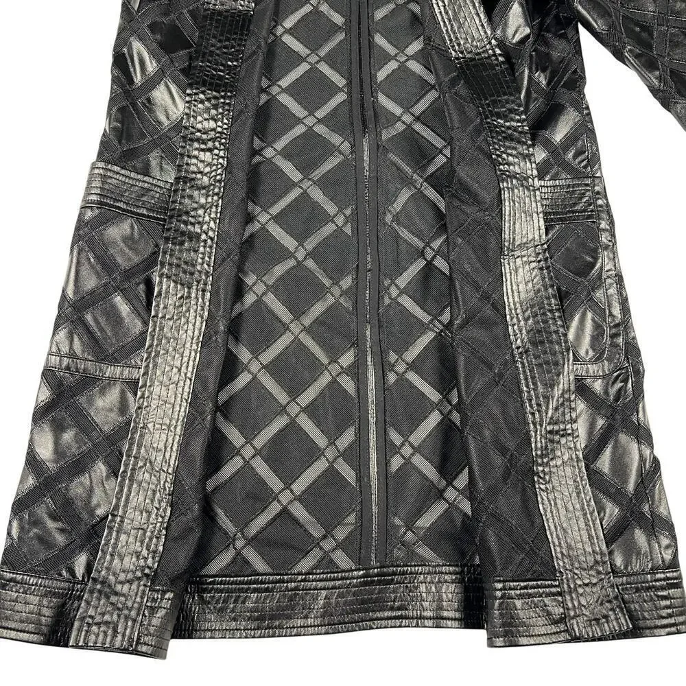 Bagatelle Faux Leather Vented Open Duster Jacket Black Size L